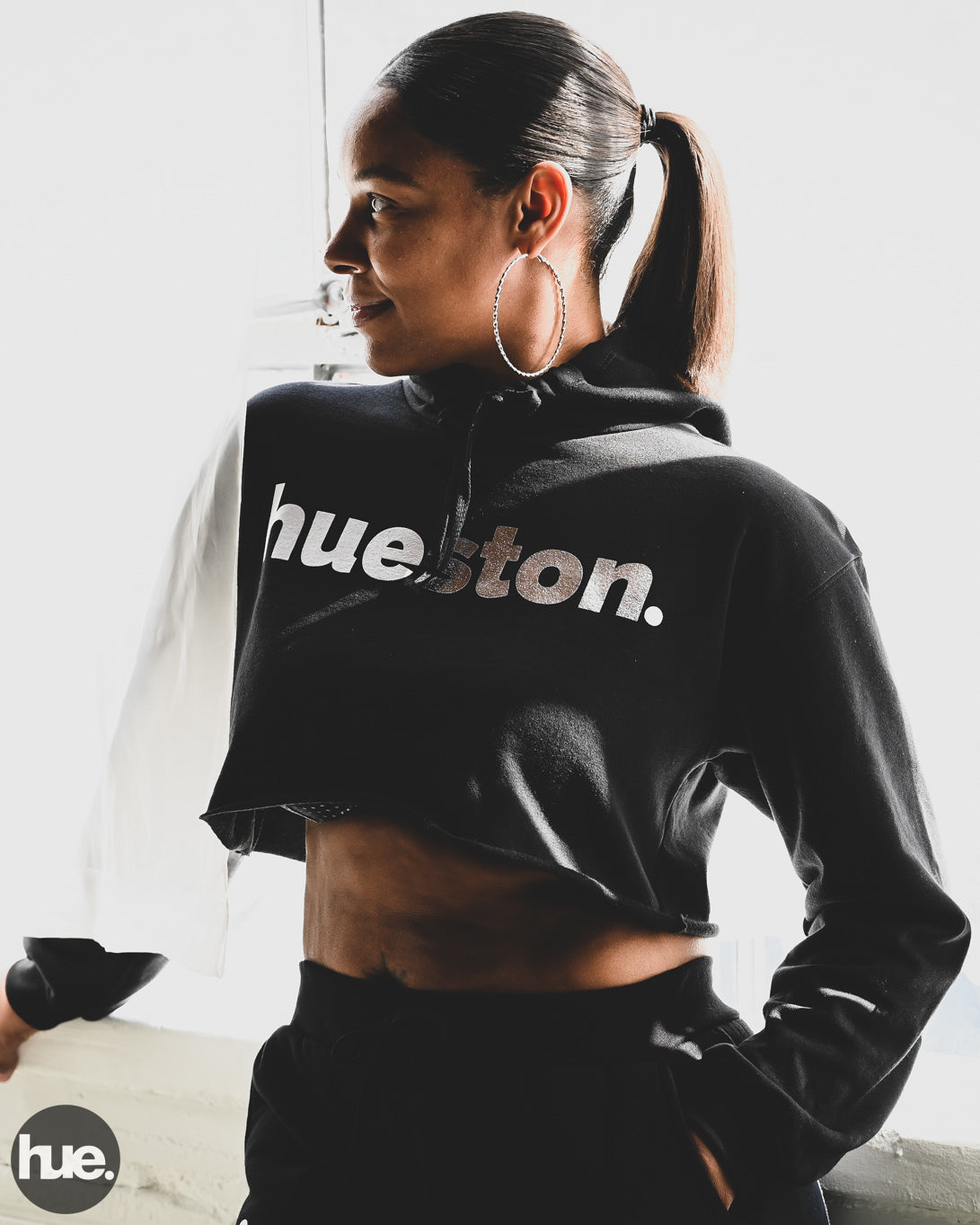 Hueston 'Black Ice Hue' Edition Fleece Crop Hoodie (Ladies)