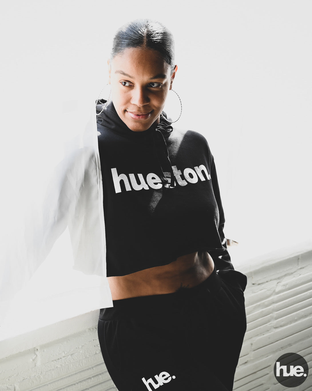 Hueston 'Black Ice Hue' Edition Fleece Crop Hoodie (Ladies)