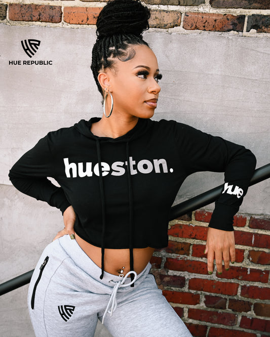 Hueston 'Black Ice Hue' Dry-Fit Crop Hoodie (Ladies)