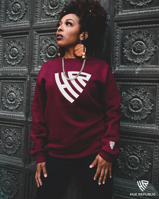 'The Hampton' Crimson and Cream Hue Crewneck Sweatshirt (Unisex)
